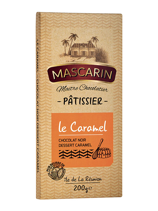 Chocolat noir patissier 64% cacao au caramel