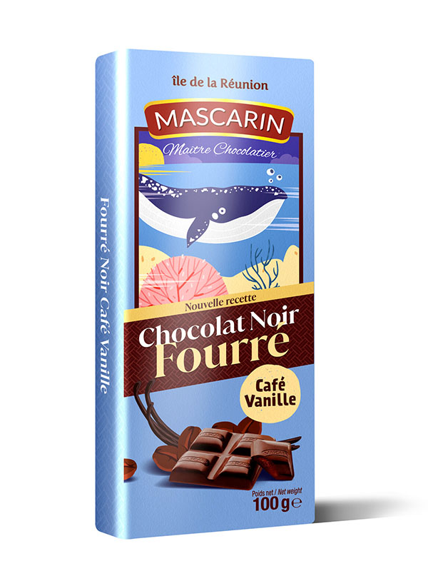 Chocolat noir fourré café vanille