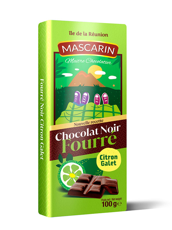 Chocolat noir fourré citron galet