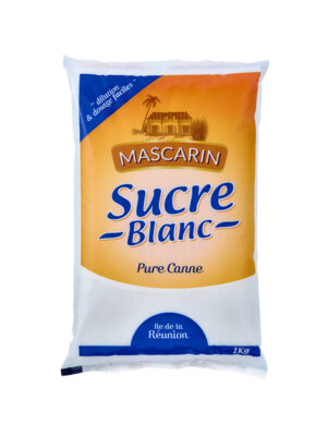Visuel du sachet de 1 kg de sucre blanc semoule Mascarin