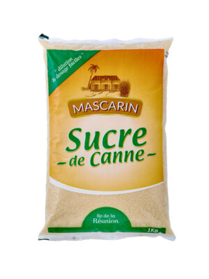 Visuel du sachet de 1 kg de sucre roux semoule Mascarin