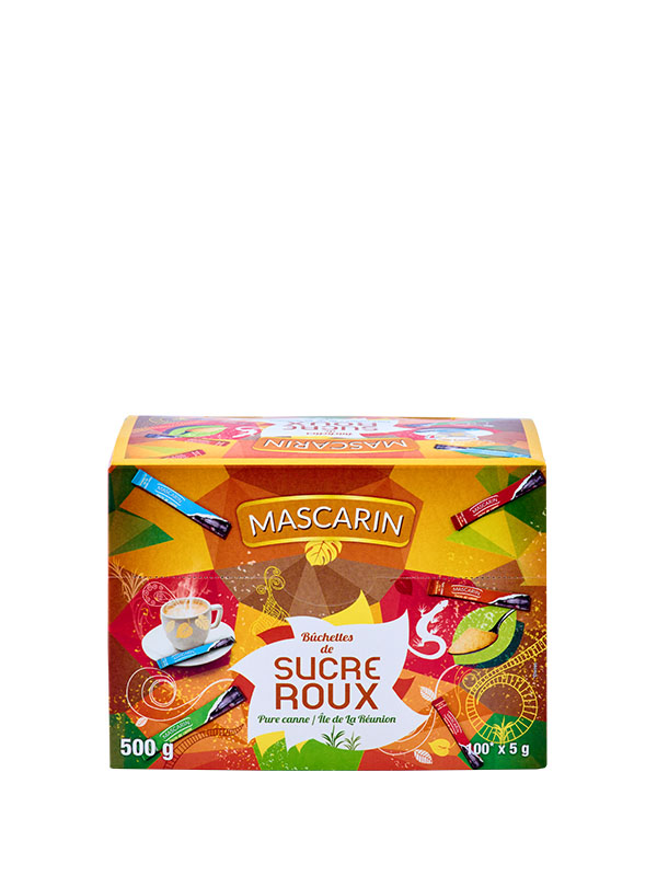Visuel de la boite de sticks de sucre roux Mascarin